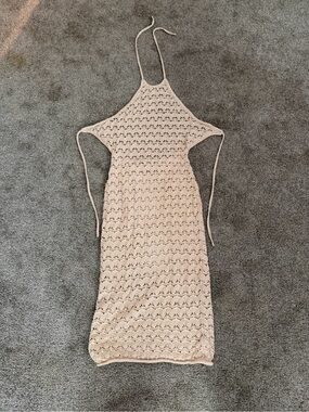 Target Beige Crochet Halter Swim Coverup